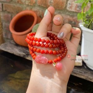 Chuỗi vòng tỳ hưu 108 hạt đá mã não nam hồng