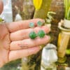 Hoa tai cỏ 4 lá đá ngọc bích
