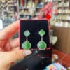 Hoa tai cỏ 4 lá đá ngọc bích