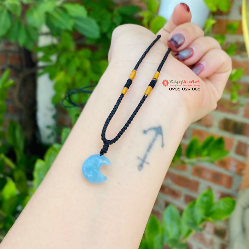 Dây chuyền mặt trăng đá Aquamarine