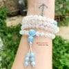 Vòng tay đá Moonstone mix thạch anh Aquamarine 9 Chuỗi vòng tay đá Moonstone