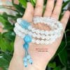 Vòng tay đá Moonstone mix thạch anh Aquamarine 6 Chuỗi vòng tay đá Moonstone