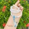 Vòng tay đá Moonstone mix thạch anh Aquamarine 8 Chuỗi vòng tay đá Moonstone