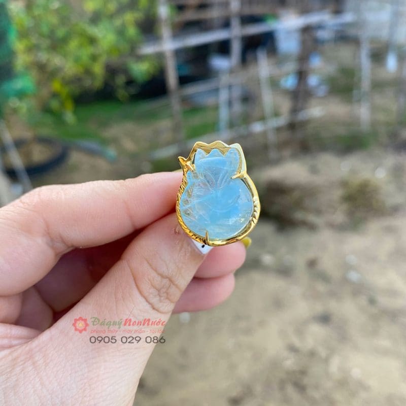 8 loại đá thạch anh phổ biến và ý nghĩa 14 Nhẫn Cữu vĩ hồ ly đá thạch anh Aquamarine
