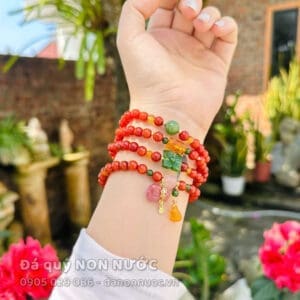 Chuỗi vòng Hoa mai 108 hạt đá mã não nam hồng