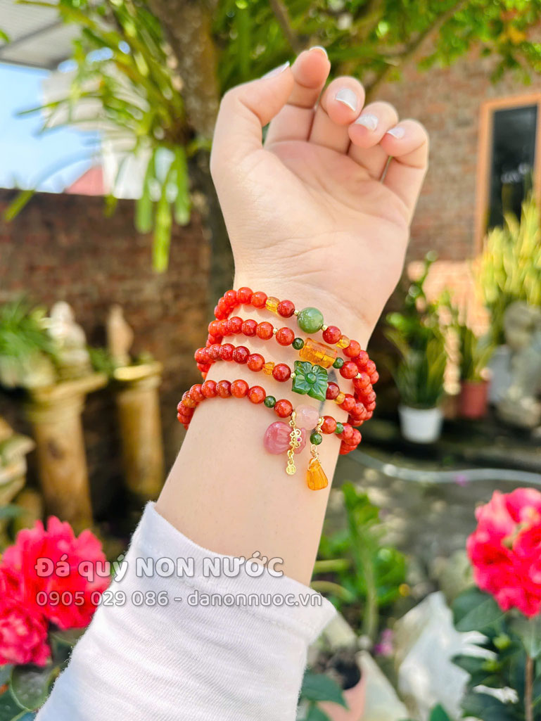 Chuỗi vòng Hoa mai 108 hạt đá mã não nam hồng 1 Chuỗi vòng Hoa mai 108 hạt đá mã não nam hồng