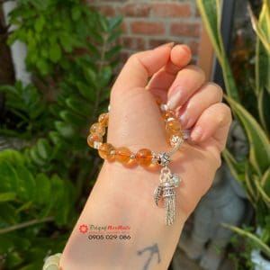 Vòng tay thạch anh vàng mix bạc