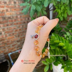 Vòng tay thạch anh vàng mix bạc