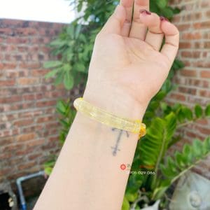 Vòng tay đan thạch anh tóc vàng mix bản