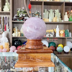 Quả cầu năng lượng thạch anh hồng