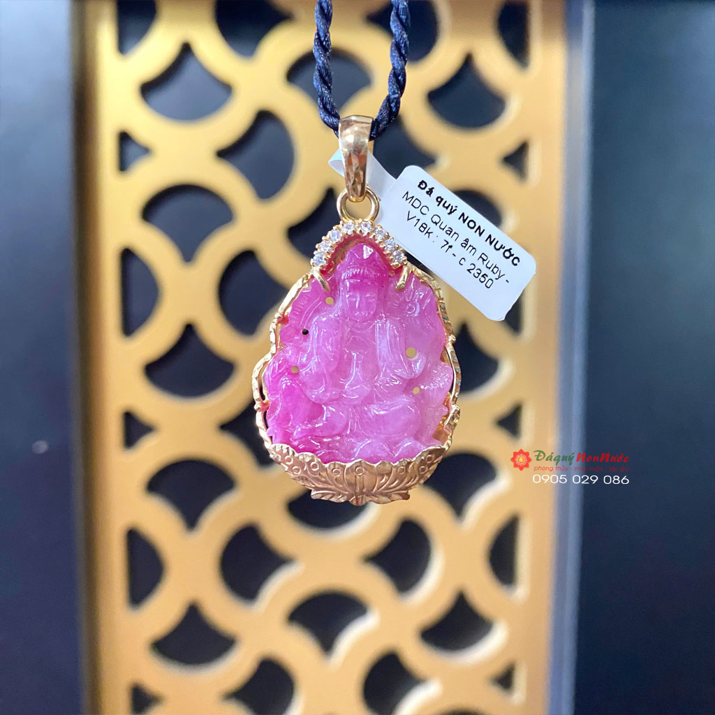 Mặt dây chuyền Quan âm bồ tát đá Ruby 3 Mặt dây chuyền Quan âm bồ tát đá Ruby