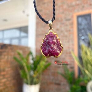 Mặt hồ ly ruby nam phi vàng 10k