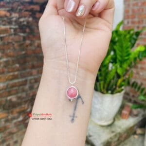 Mặt dây hạt châu thạch anh đá đào hoa