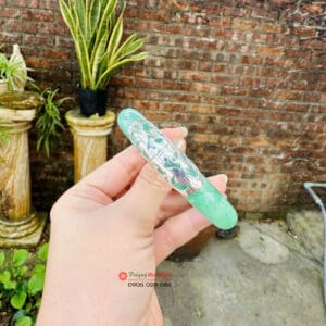 Kiềng Ngọc Cẩm Thạch Xanh Lý Táo Bọc Bạc