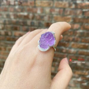Nhẫn bạc thiềm thừ đá thạch anh tím