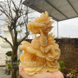 Tượng Rồng đứng ngậm tiền đá ngọc hoàng long