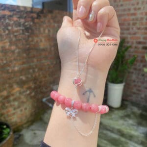 Bộ Trang Sức Đá thạch anh Đào Hoa