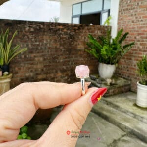 Nhẫn bạc thạch anh hồng