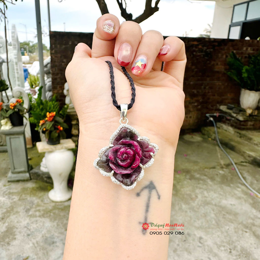 Mặt dây Ruby Nam Phi bọc bạc