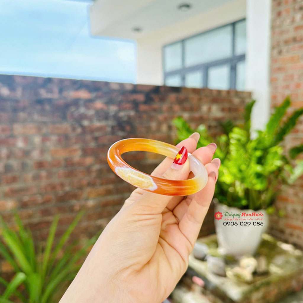 Vòng kiềng mã não trắng cam 7 kieng ma nao5