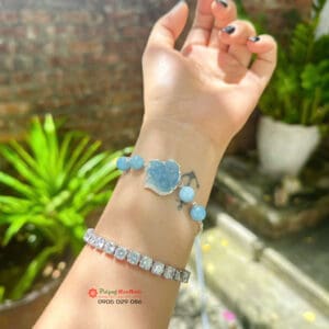 Lắc tay Cửu Vĩ Hồ Ly thạch anh Aquamarine