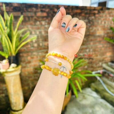 Vòng tay hoa sen đá mắt hổ vàng