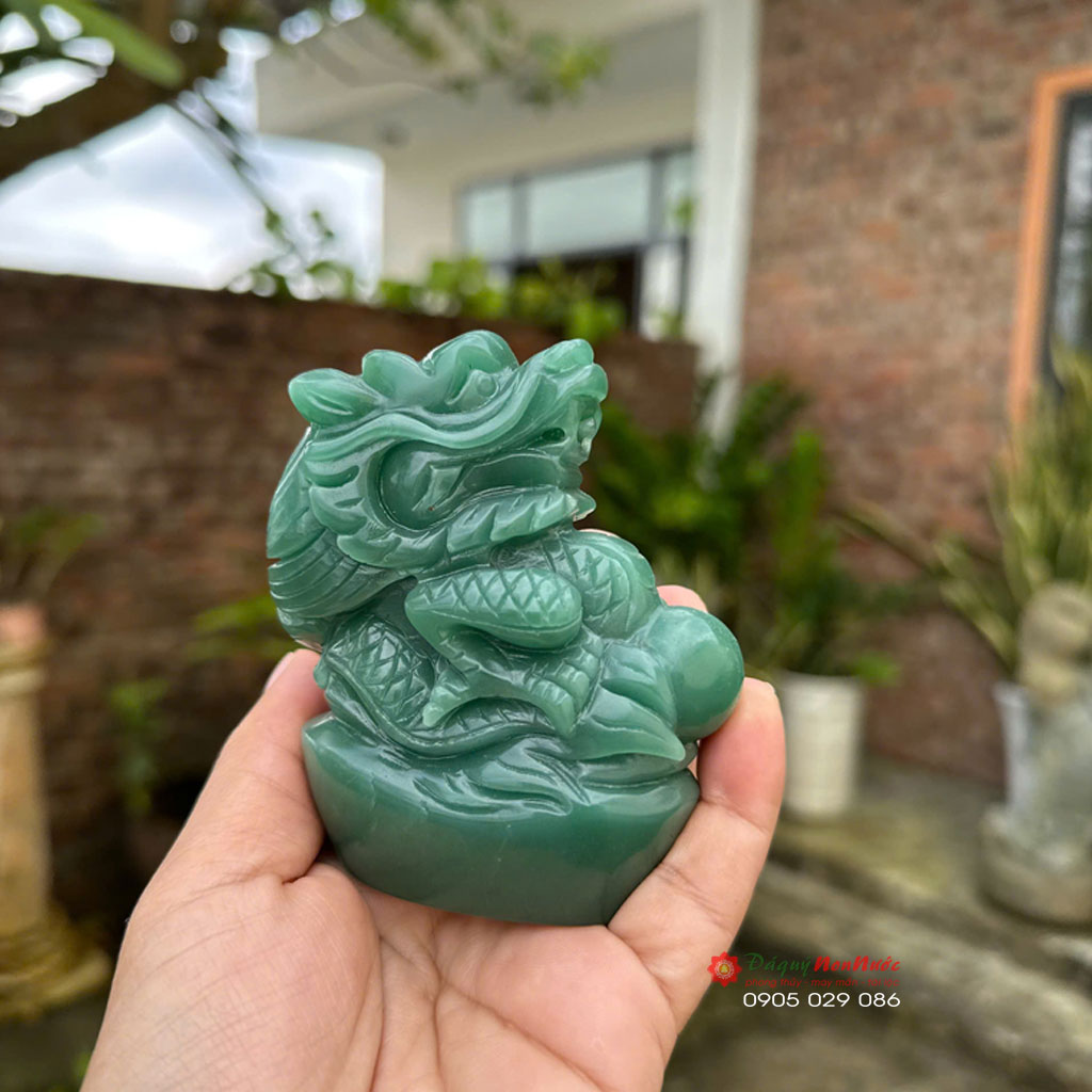 Tượng Rồng Đá Phong Thủy Thạch Anh Aven Xanh 6 rong da1