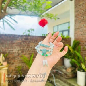 Chuỗi vòng ngọc cẩm thạch mix túi tiền đá ngọc lam