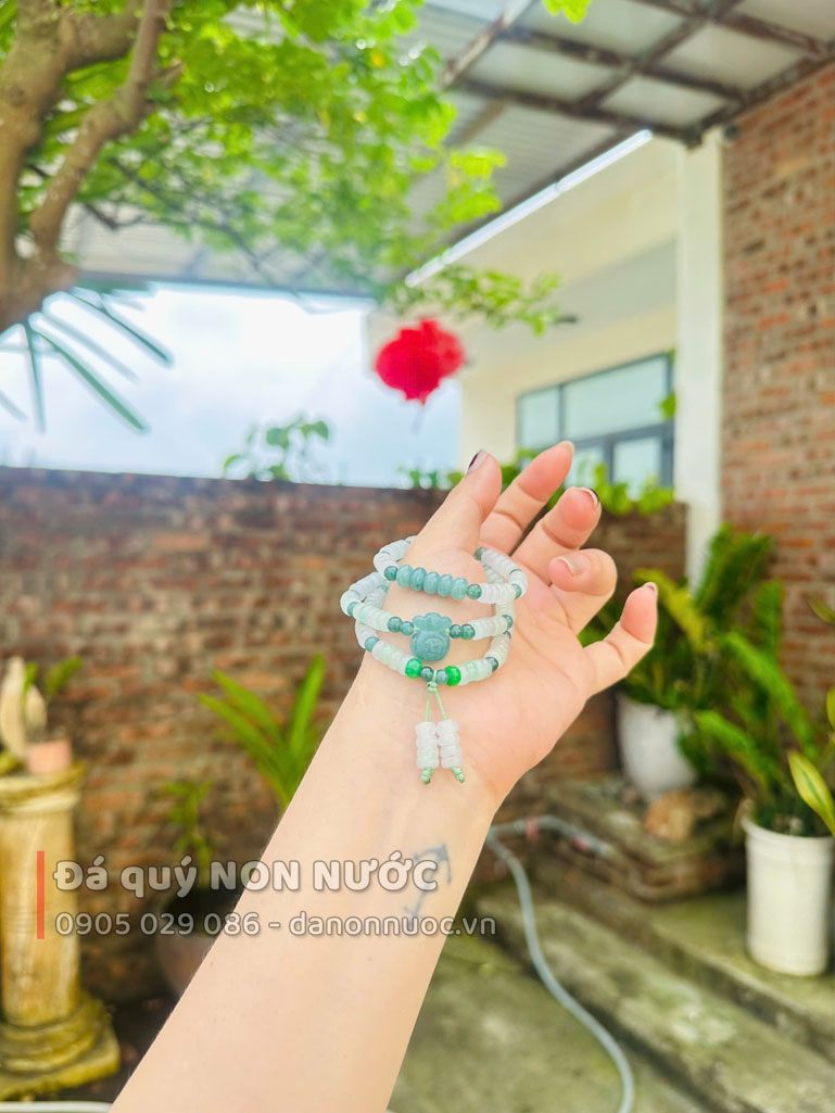 Chuỗi vòng ngọc cẩm thạch mix túi tiền đá ngọc lam