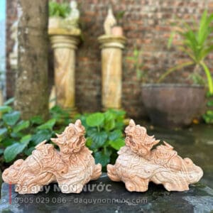 Cặp tỳ hưu đá vân gỗ